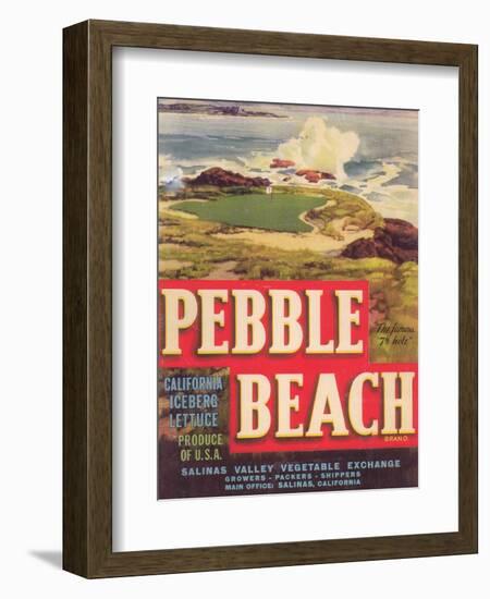 Pebble Beach Lettuce Label - Salinas, CA-Lantern Press-Framed Art Print