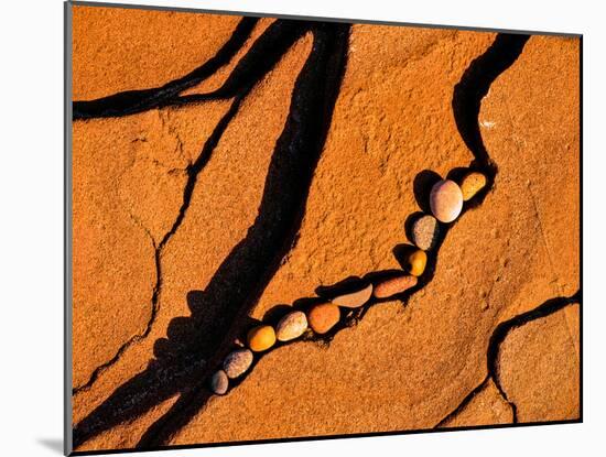 Pebbles on rocks at shoreline, Lake Superior, Keweenaw Peninsula, Upper Peninsula, Michigan, USA-null-Mounted Photographic Print