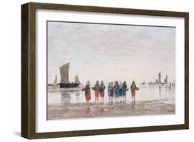 Pecheuses a Berck, 1875-Eugène Boudin-Framed Giclee Print