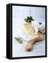 Pecorino and Brie Cheese on a Kitchen Board-Barbara Dudzinska-Framed Stretched Canvas