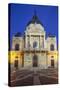 Pecs National Theatre at Dusk, Pecs, Southern Transdanubia, Hungary, Europe-Ian Trower-Stretched Canvas