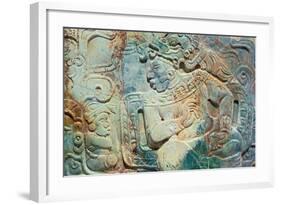 Pectoral of the King and a Courtier from Tikal-Mayan-Framed Giclee Print