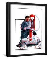 "Pedal Car at Gas Pump,"June 9, 1923-F. Lowenheim-Framed Giclee Print