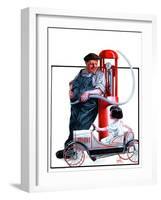 "Pedal Car at Gas Pump,"June 9, 1923-F. Lowenheim-Framed Giclee Print