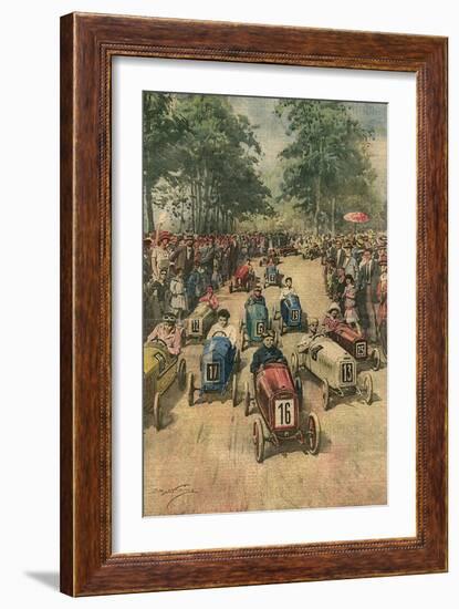 Pedal Car Race, Bologna-Achille Beltrame-Framed Art Print