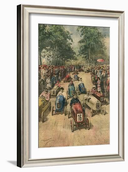 Pedal Car Race, Bologna-Achille Beltrame-Framed Art Print