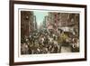 Peddlers in Old New York Street-null-Framed Premium Giclee Print