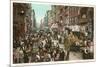 Peddlers in Old New York Street-null-Mounted Premium Giclee Print