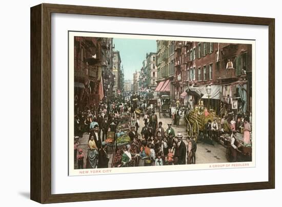 Peddlers in Old New York Street-null-Framed Art Print