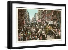 Peddlers in Old New York Street-null-Framed Art Print