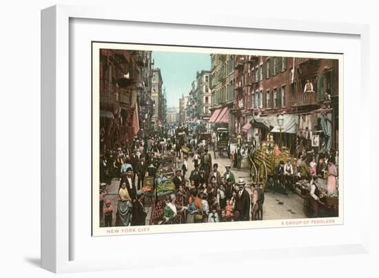 Peddlers in Old New York Street-null-Framed Art Print