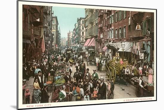 Peddlers in Old New York Street-null-Mounted Art Print