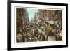 Peddlers in Old New York Street-null-Framed Art Print