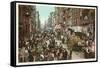 Peddlers in Old New York Street-null-Framed Stretched Canvas