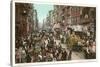 Peddlers in Old New York Street-null-Stretched Canvas