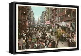 Peddlers in Old New York Street-null-Framed Stretched Canvas