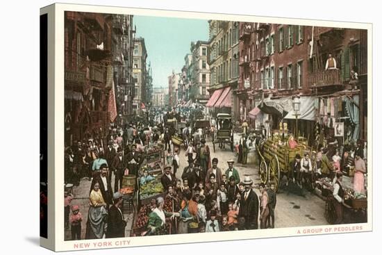 Peddlers in Old New York Street-null-Stretched Canvas