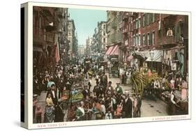 Peddlers in Old New York Street-null-Stretched Canvas