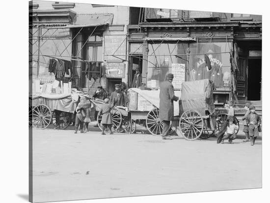 Peddlers on Hester Street-null-Stretched Canvas