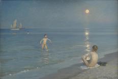 Summer Evening on the Skagen Southern Beach with Anna Ancher and Marie Kroyer, 1893-Peder Severin Kroyer-Mounted Giclee Print