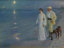 Summer Evening on the Skagen Southern Beach with Anna Ancher and Marie Kroyer, 1893-Peder Severin Kroyer-Premium Giclee Print