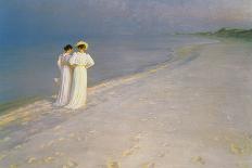 Summer Evening on the Skagen Southern Beach with Anna Ancher and Marie Kroyer, 1893-Peder Severin Kroyer-Stretched Canvas