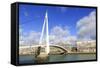 Pedestrian Bridge over the Commerce Basin, Le Havre, Normandy, France, Europe-Richard Cummins-Framed Stretched Canvas