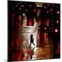 Pedestrian in Rain-Soaked Street in Country Club Plaza Shopping District of Kansas City, Missouri-null-Mounted Photographic Print