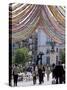 Pedestrian Street with Decorations, Puerta Del Sol, Madrid, Spain-Jeremy Bright-Stretched Canvas