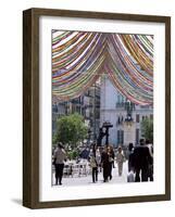 Pedestrian Street with Decorations, Puerta Del Sol, Madrid, Spain-Jeremy Bright-Framed Photographic Print
