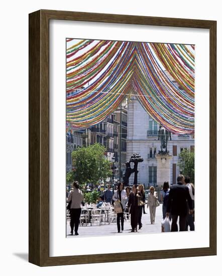 Pedestrian Street with Decorations, Puerta Del Sol, Madrid, Spain-Jeremy Bright-Framed Photographic Print