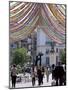 Pedestrian Street with Decorations, Puerta Del Sol, Madrid, Spain-Jeremy Bright-Mounted Photographic Print