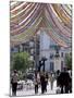 Pedestrian Street with Decorations, Puerta Del Sol, Madrid, Spain-Jeremy Bright-Mounted Photographic Print