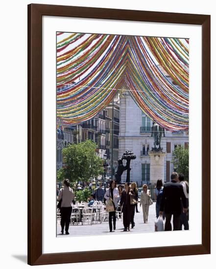 Pedestrian Street with Decorations, Puerta Del Sol, Madrid, Spain-Jeremy Bright-Framed Photographic Print