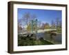 Pedestrian Suspension Bridge Over River Severn, the Quarry Park, Shrewsbury, Shropshire-Peter Barritt-Framed Premium Photographic Print