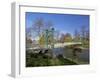 Pedestrian Suspension Bridge Over River Severn, the Quarry Park, Shrewsbury, Shropshire-Peter Barritt-Framed Premium Photographic Print