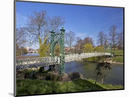 Pedestrian Suspension Bridge Over River Severn, the Quarry Park, Shrewsbury, Shropshire-Peter Barritt-Mounted Photographic Print