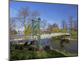 Pedestrian Suspension Bridge Over River Severn, the Quarry Park, Shrewsbury, Shropshire-Peter Barritt-Mounted Photographic Print