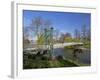 Pedestrian Suspension Bridge Over River Severn, the Quarry Park, Shrewsbury, Shropshire-Peter Barritt-Framed Photographic Print