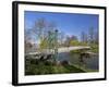 Pedestrian Suspension Bridge Over River Severn, the Quarry Park, Shrewsbury, Shropshire-Peter Barritt-Framed Photographic Print