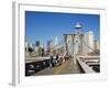 Pedestrian Walkway on the Brooklyn Bridge Looking Towards Manhattan, New York City, New York, USA-Amanda Hall-Framed Photographic Print