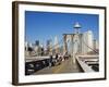 Pedestrian Walkway on the Brooklyn Bridge Looking Towards Manhattan, New York City, New York, USA-Amanda Hall-Framed Photographic Print