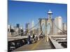 Pedestrian Walkway on the Brooklyn Bridge Looking Towards Manhattan, New York City, New York, USA-Amanda Hall-Mounted Photographic Print