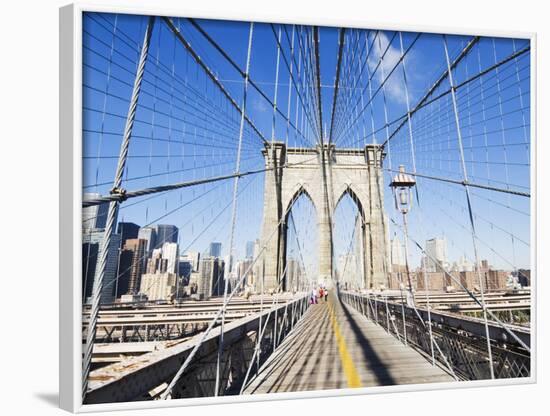 Pedestrian Walkway on the Brooklyn Bridge Looking Towards Manhattan, New York City, New York, USA-Amanda Hall-Framed Photographic Print