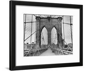 Pedestrian Walkway on the Brooklyn Bridge-Bettmann-Framed Photographic Print