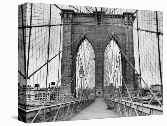 Pedestrian Walkway on the Brooklyn Bridge-Bettmann-Stretched Canvas