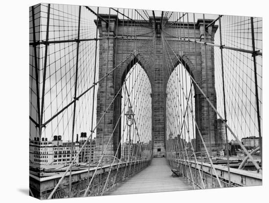 Pedestrian Walkway on the Brooklyn Bridge-Bettmann-Stretched Canvas