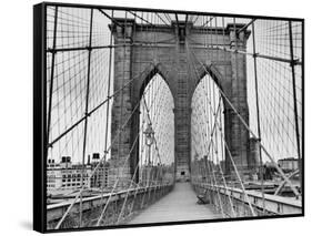 Pedestrian Walkway on the Brooklyn Bridge-Bettmann-Framed Stretched Canvas