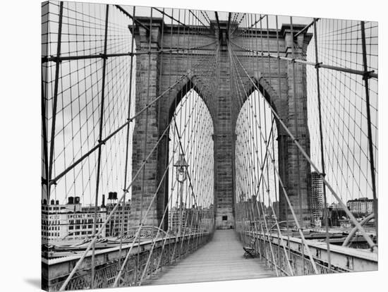 Pedestrian Walkway on the Brooklyn Bridge-Bettmann-Stretched Canvas