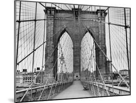 Pedestrian Walkway on the Brooklyn Bridge-Bettmann-Mounted Premium Photographic Print